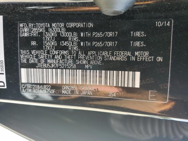 JTEBU5JR7F5215258 - 2015 TOYOTA 4RUNNER SR5/SR5 PREMIUM 黑色 照片 13