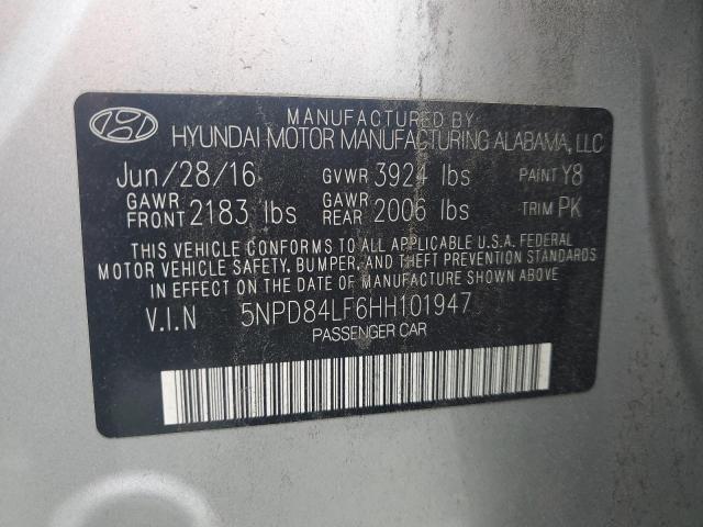 5NPD84LF6HH101947 - 2017 HYUNDAI ELANTRA SE SILVER photo 12