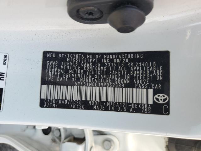 5YFS4MCE1MP062689 - 2021 TOYOTA COROLLA SE Ağ foto 13