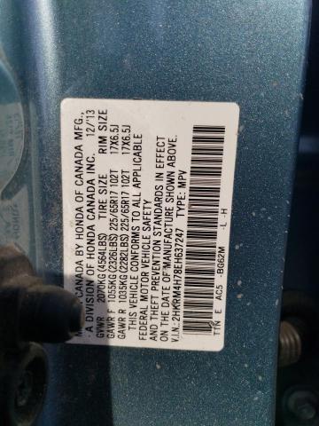 2HKRM4H78EH637247 - 2014 HONDA CR-V EXL BLUE photo 12