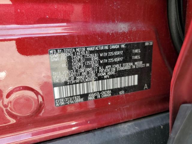 2T3H1RFV7LW097821 - 2020 TOYOTA RAV4 LE BURGUNDY photo 13