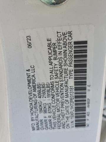 19XFL1H72PE013181 - 2023 HONDA CIVIC EXL თეთრი ფოტო 12