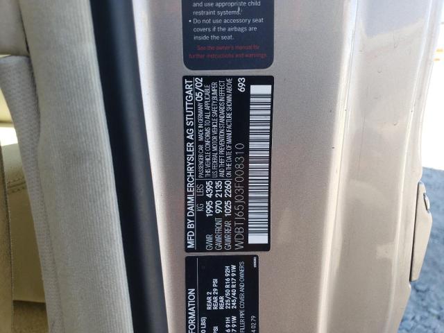 WDBTJ65J03F008310 - 2003 MERCEDES-BENZ CLK 320C Алтын фото 12