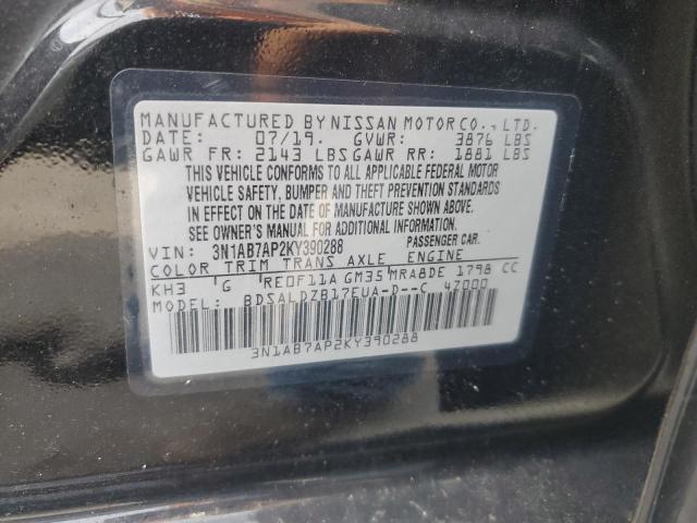 3N1AB7AP2KY390288 - 2019 NISSAN SENTRA S BLACK photo 12