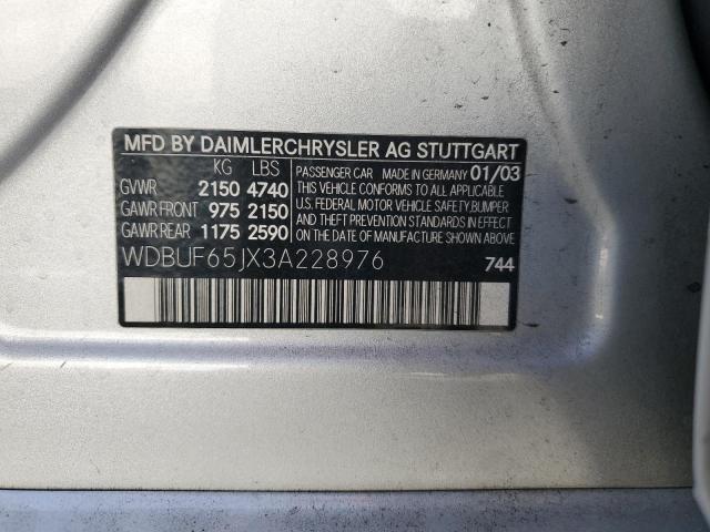 WDBUF65JX3A228976 - 2003 MERCEDES-BENZ E 320 Արծաթագույն լուսանկար 13