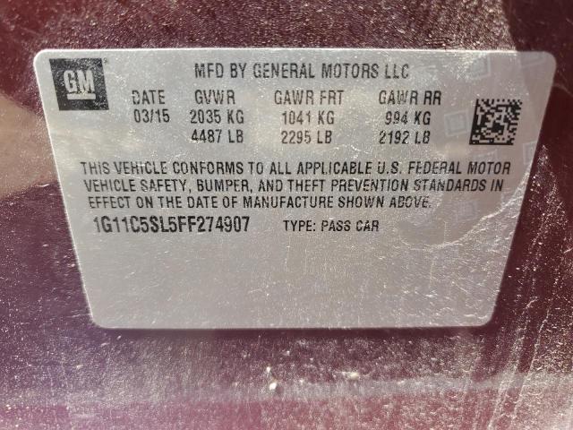 1G11C5SL5FF274907 - 2015 CHEVROLET MALIBU 1LT 栗色 照片 12