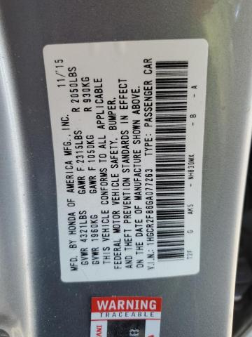 1HGCR2F86GA077263 - 2016 HONDA ACCORD EXL SILVER photo 12