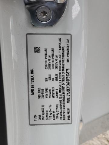 5YJ3E1EA7SF893875 - 2025 TESLA MODEL 3 WHITE photo 12