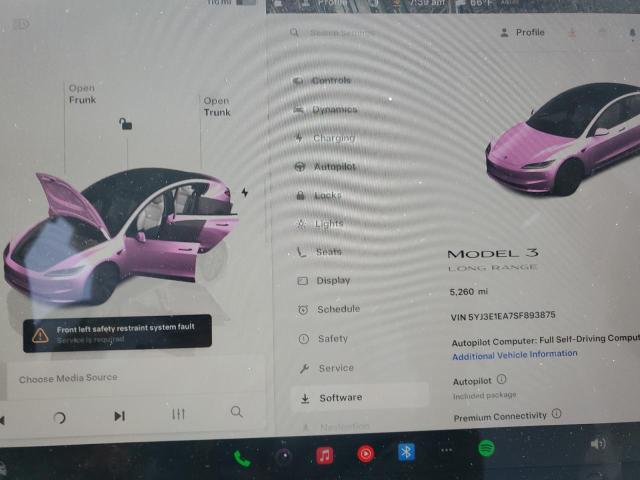 5YJ3E1EA7SF893875 - 2025 TESLA MODEL 3 WHITE photo 9