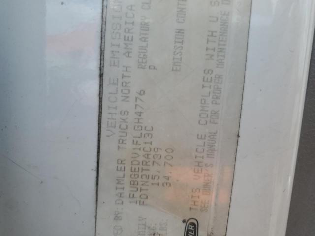 1FUBGEDV1FLGH4776 - 2015 FREIGHTLINER CASCADIA 1 WHITE photo 10