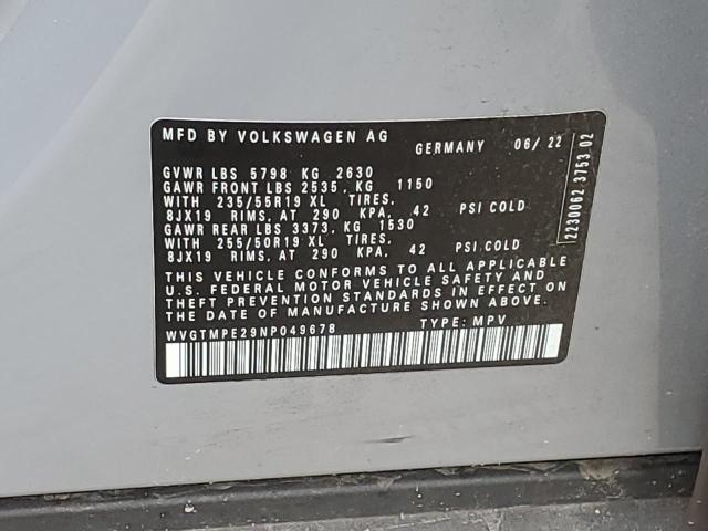 WVGTMPE29NP049678 - 2022 VOLKSWAGEN ID.4 PRO S 灰色 照片 14