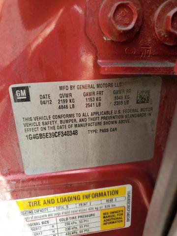 1G4GB5E39CF340348 - 2012 BUICK LACROSSE CONVENIENCE 红色 照片 12