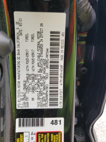 3TMCZ5AN0MM415011 - 2021 TOYOTA TACOMA DOUBLE CAB 黑色 照片 12