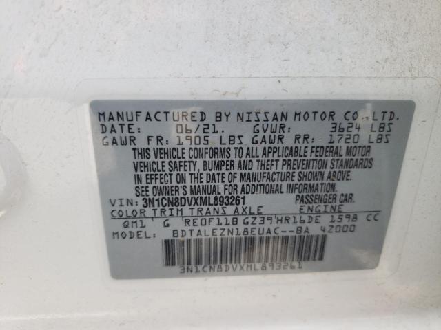 3N1CN8DVXML893261 - 2021 NISSAN VERSA S WHITE photo 13