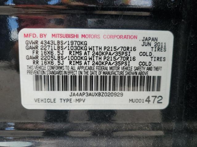 JA4AP3AUXBZ020929 - 2011 MITSUBISHI OUTLANDER ES BLACK photo 13