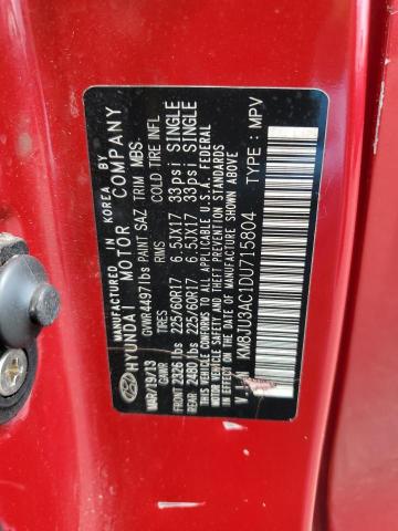 KM8JU3AC1DU715804 - 2013 HYUNDAI TUCSON GLS Қызыл фото 13