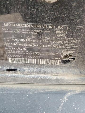 4JGBB8GB1BA645337 - 2011 MERCEDES-BENZ ML 350 4MATIC BLACK photo 13