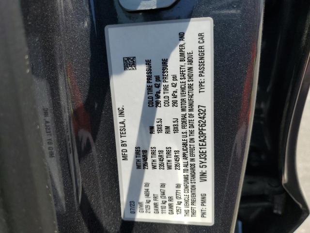 5YJ3E1EA3PF624327 - 2023 TESLA MODEL 3 GRAY photo 12