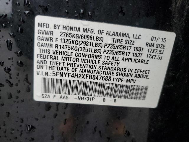 5FNYF4H2XFB047688 - 2015 HONDA PILOT LX BLACK photo 13