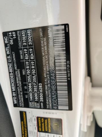 4JGDA5HB3EA428952 - 2014 MERCEDES-BENZ ML 350 4MATIC WHITE photo 14