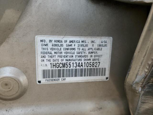 1HGCM55134A105827 - 2004 HONDA ACCORD DX GOLD photo 12