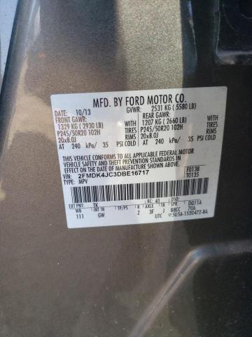 2FMDK4JC3DBE16717 - 2013 FORD EDGE SEL GRAY photo 12