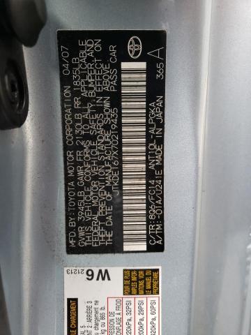 JTKDE167X70219435 - 2007 TOYOTA SCION TC SILVER photo 10