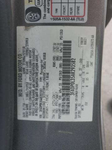 3FADP0L35AR293582 - 2010 FORD FUSION HYBRID GRAY photo 13