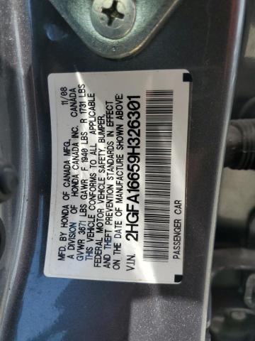 2HGFA16659H326301 - 2009 HONDA CIVIC LX-S 灰色 照片 12