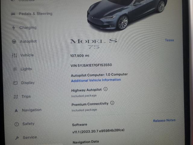 5YJSA1E17GF153550 - 2016 TESLA MODEL S Մոխրագույն լուսանկար 9