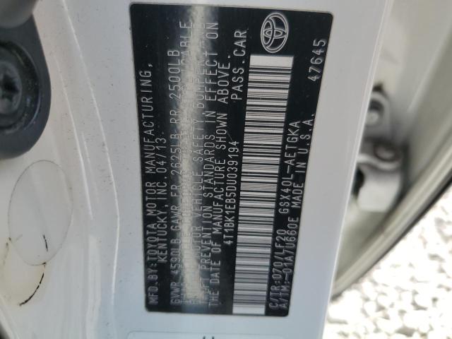4T1BK1EB5DU039194 - 2013 TOYOTA AVALON BASE 白色 照片 12