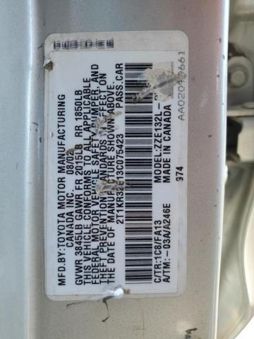 2T1KR32E13C075423 - 2003 TOYOTA COROLLA MA XR SILVER photo 12