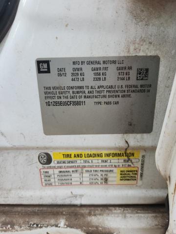 1G1ZE5E05CF358011 - 2012 CHEVROLET MALIBU LTZ 白色 照片 12