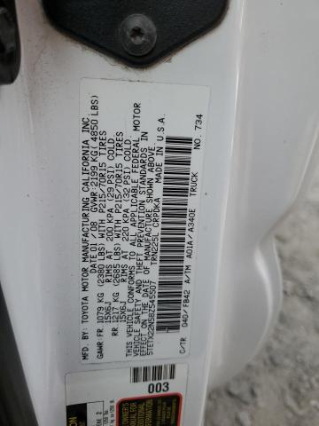 5TETX22N58Z545507 - 2008 TOYOTA TACOMA ACCESS CAB თეთრი ფოტო 12