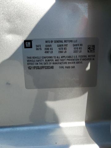 1G11F5SL6FF335348 - 2015 CHEVROLET MALIBU LTZ ვერცხლისფერი ფოტო 12