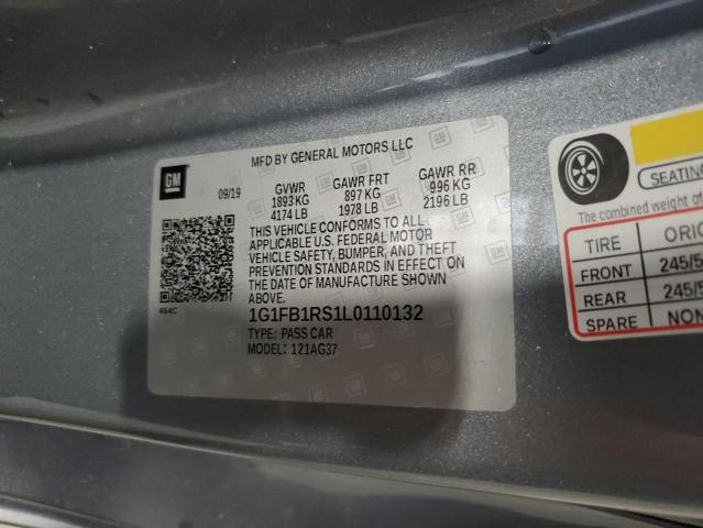 1G1FB1RS1L0110132 - 2020 CHEVROLET CAMARO LS GRAY photo 12