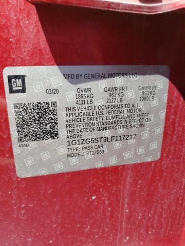 1G1ZG5ST3LF117217 - 2020 CHEVROLET MALIBU RS წითელი ფოტო 12