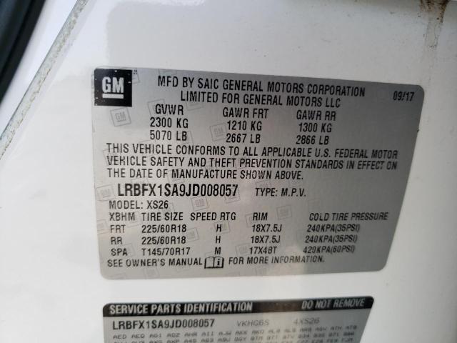 LRBFX1SA9JD008057 - 2018 BUICK ENVISION ESSENCE WHITE photo 13