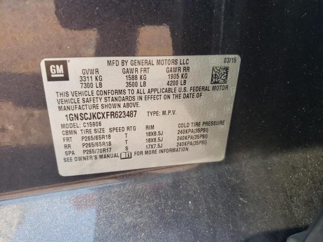 1GNSCJKCXFR623487 - 2015 CHEVROLET SUBURBAN C1500 LT GRAY photo 13