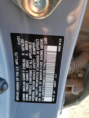 SHHFK7H4XMU214195 - 2021 HONDA CIVIC SPORT 青绿色 照片 12