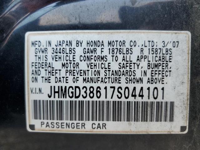 JHMGD38617S044101 - 2007 HONDA FIT S 黑色 照片 12