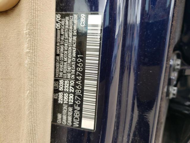 WDBNF67J86A478691 - 2006 MERCEDES-BENZ S 350 BLUE photo 12