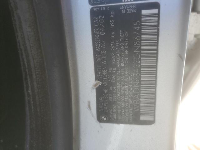 WBADN63422GN86745 - 2002 BMW 540 I AUTOMATIC Srebrny zdjęcie 12