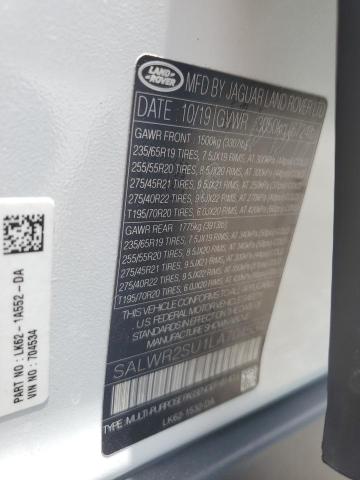 SALWR2SU1LA704534 - 2020 LAND ROVER RANGE ROVE HSE WHITE photo 13