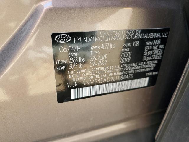 5NMS33AD9LH188475 - 2020 HYUNDAI SANTA FE SEL TAN photo 12