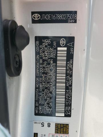 JTKDE167880275018 - 2008 TOYOTA SCION TC 银色 照片 12