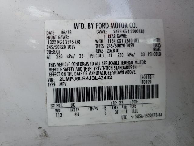 2LMPJ6LR4JBL42432 - 2018 LINCOLN MKX RESERVE Weiß Foto 14