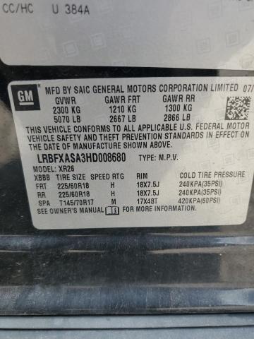LRBFXASA3HD008680 - 2017 BUICK ENVISION PREFERRED BLACK photo 13