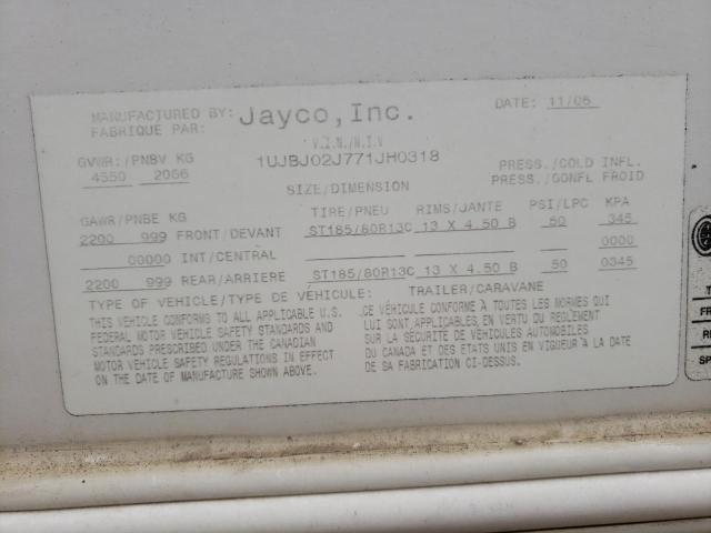 1UJBJ02J771JH0318 - 2007 JAYCO JAFEATHER WHITE photo 10