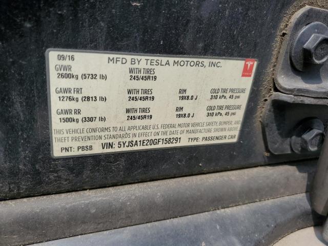 5YJSA1E20GF158291 - 2016 TESLA MODEL S 黑色 照片 13